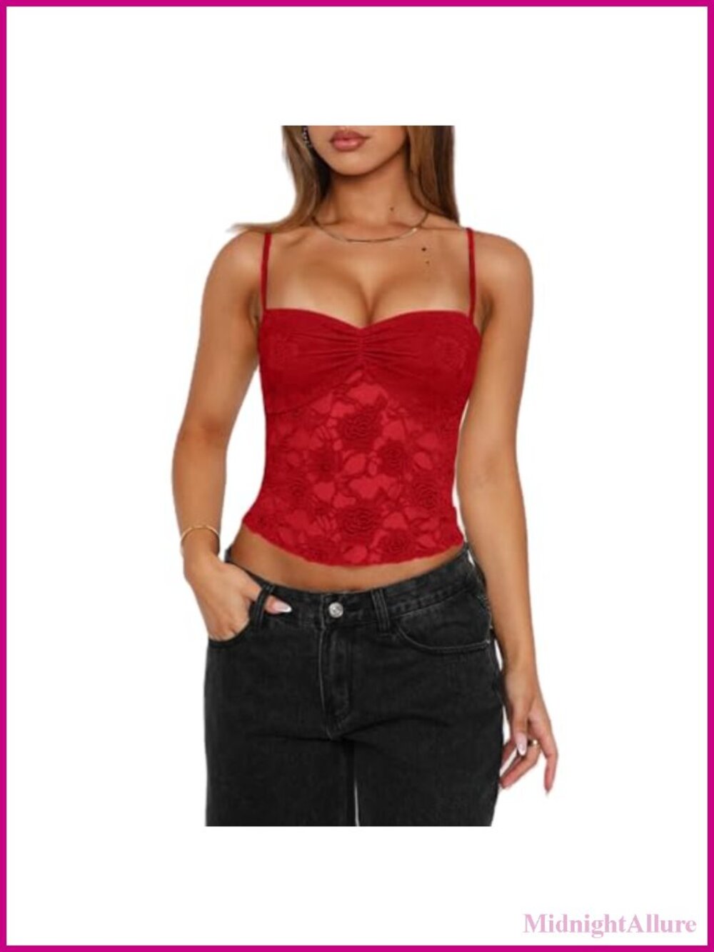 Women Lace Sheer Mesh Square Neck Spaghetti Strap Tank Top Slim Fit Y2k